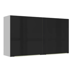 Armário Aéreo Madesa Lux 120 cm 2 Portas - Branco/Preto