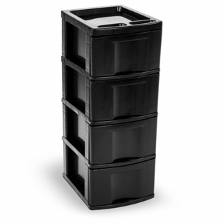 Gaveteiro Organizador Todo Preto Plástico 4 Gavetas Grandes Cod.598 Agraplast