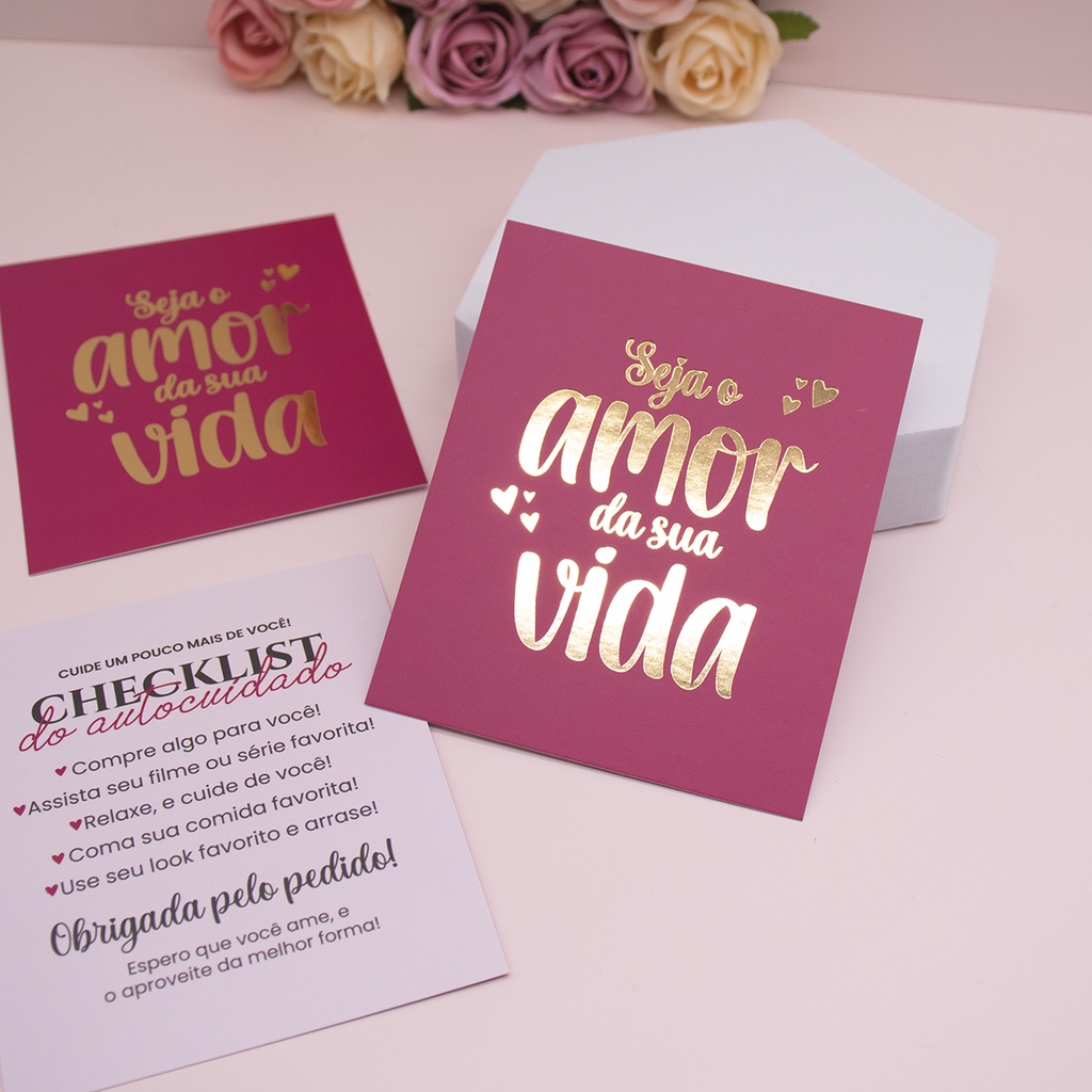 10un Postal Autocuidado Hot Stamping, Agradecimento ao Cliente pela Compra, Cartão para Encomendas, Cartão para Adesivos