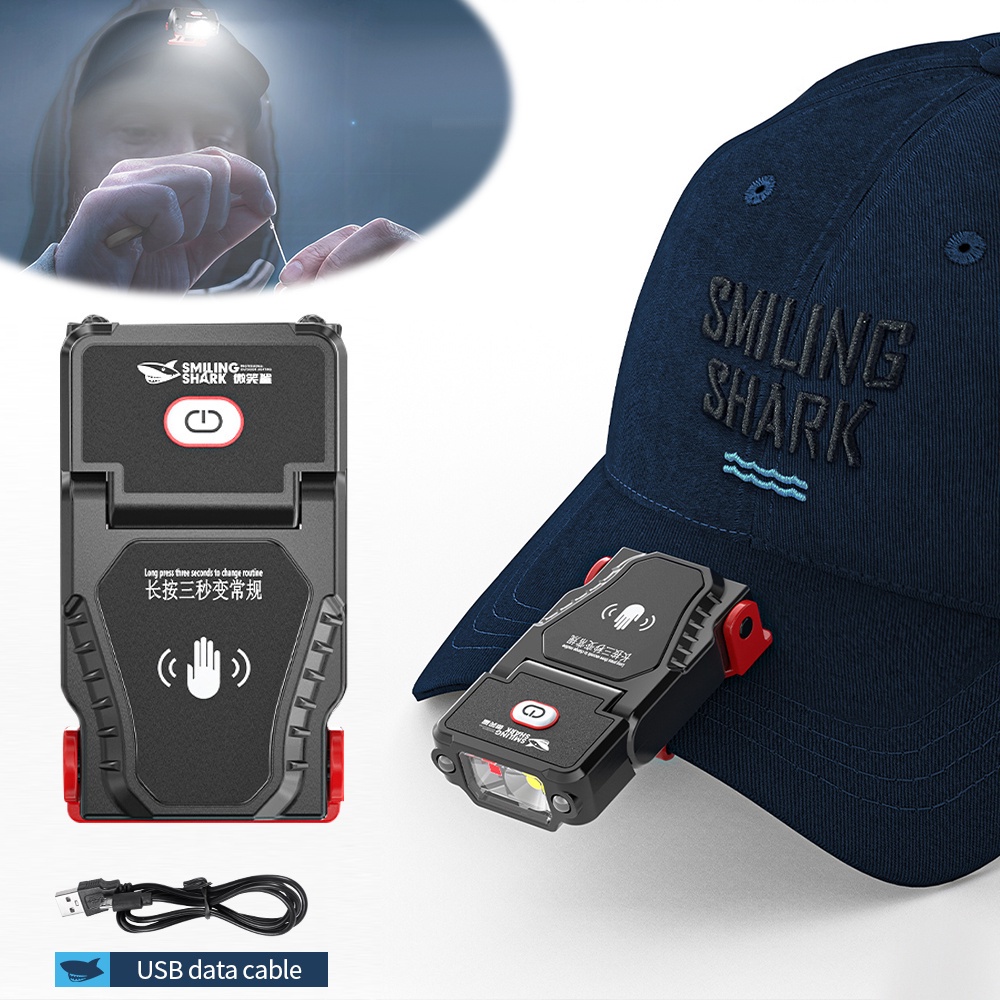 Lanterna De Atividades Ao Ar Livre Para Caminhadas , Chapéu De Emergência Clipe De Luz USB Recarregável Ângulo Ajustável Farol De Camping Mini LED Sensor