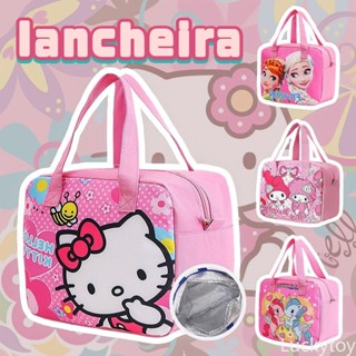 Lancheira Hello Kitty termica escolar Infantil Rosa Com Desenho Animado Princesa Elsa HelloKitty Cute School Student Children Isolamento Bolsa Grande À Prova D