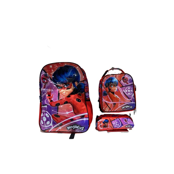 Kit Mochila Bolsa Escolar Lady Bug Infantil Estojo Lancheira