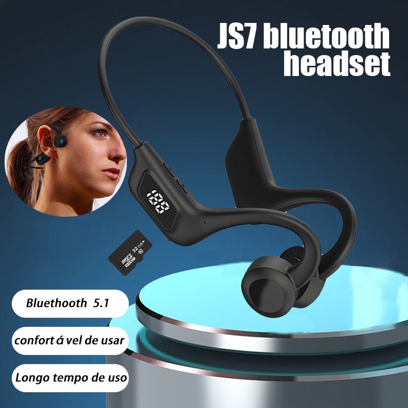 Bone Condução Fones De Ouvido Esporte LED Tela Sem Fio Bluetooth 5.1 Suporte De Fone MP3 Para Xiaomi Android IOS