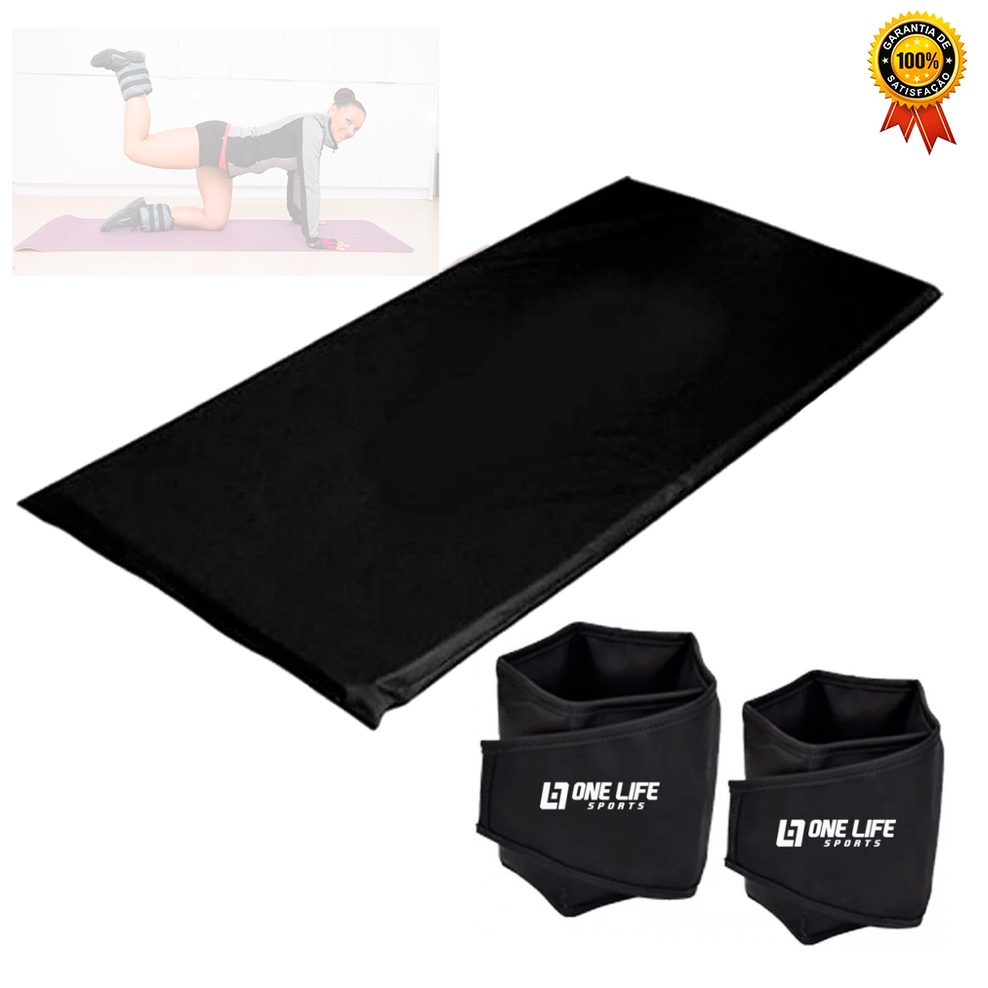 Kit Treio Funcional em Casa - Colchonete + Tornozeleira Caneleira Peso 4 Kg Treino em Casa Academia Funcional