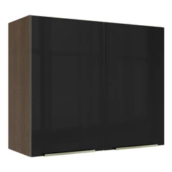 Armário Aéreo Madesa Lux 80 cm 2 Portas - Rustic/Preto