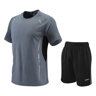 Conjunto de 2 peças de esportes bermuda dry fit masculino camiseta e bermuda masculina