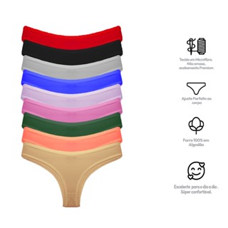 Kit 9 Calcinhas Conforto Lisa de Microfibra