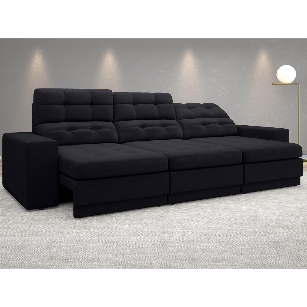 Sofá 4 Lugares Net Jobim Assento Retrátil e Reclinável Preto 2,30m (L) - Home & Living