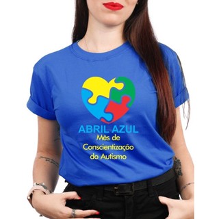 Camiseta Feminina Autismo Camisa Unissex Abril Azul Blusa