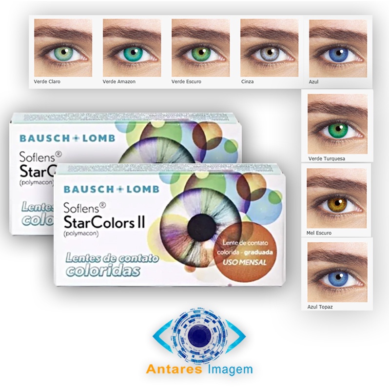 Lente De Contato Colorida Star Colors 2 Bausch + Lomb - COM GRAU - Uso Mensal