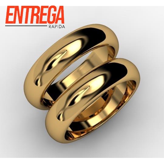 Par De Aliança Banhada Ouro 18k 6mm - 2 Peças