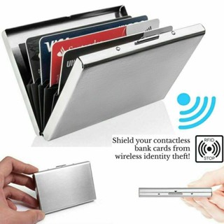 Porta-Cartões De Metal Carteira Ultra-Fina De Aço Inoxidável Carteiras Com Bloqueio RFID Crédito Para Homens Mulheres