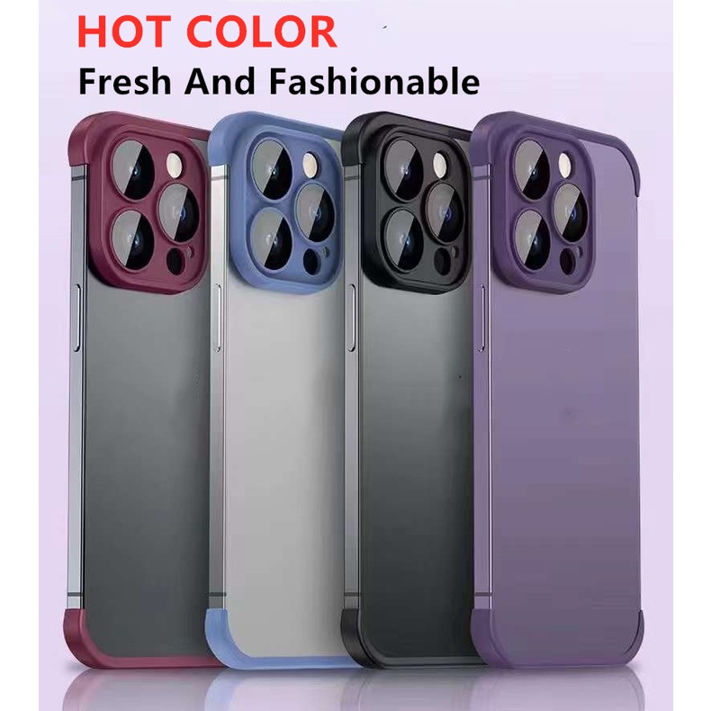 (Novo Design) Capa Sem Escova Com Almofada De Canto Para iPhone 17 16 Pro Max 12 13 14 15 14 Plus 12 15 17 De Proteção D — imagem 2 de 2