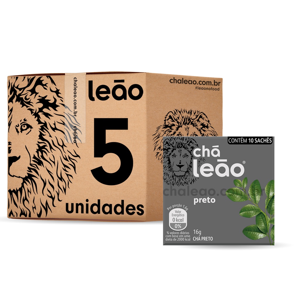 Kit Chá Leão - Chá Preto de 10 Sachês - 5 Caixas 50 Sachês