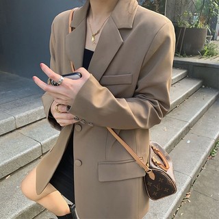 Blazer Novo Estilo Blazer Versão Outono-Coreano Fato Solto Brown Casual Blazer
