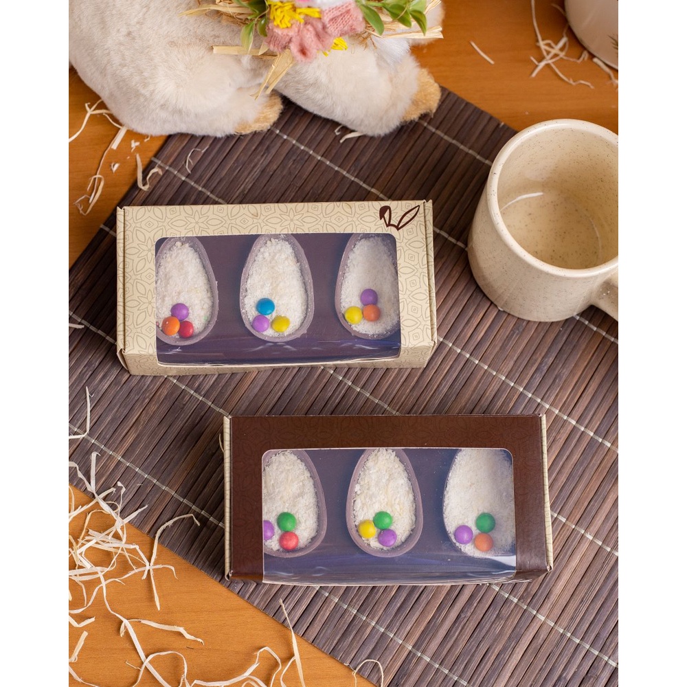 10 Caixa Ovo de Páscoa C/ Visor (3X50G) Tons De Cacau 4108 (PASCOA IDEIA OUTLET) em Oferta na Shopee