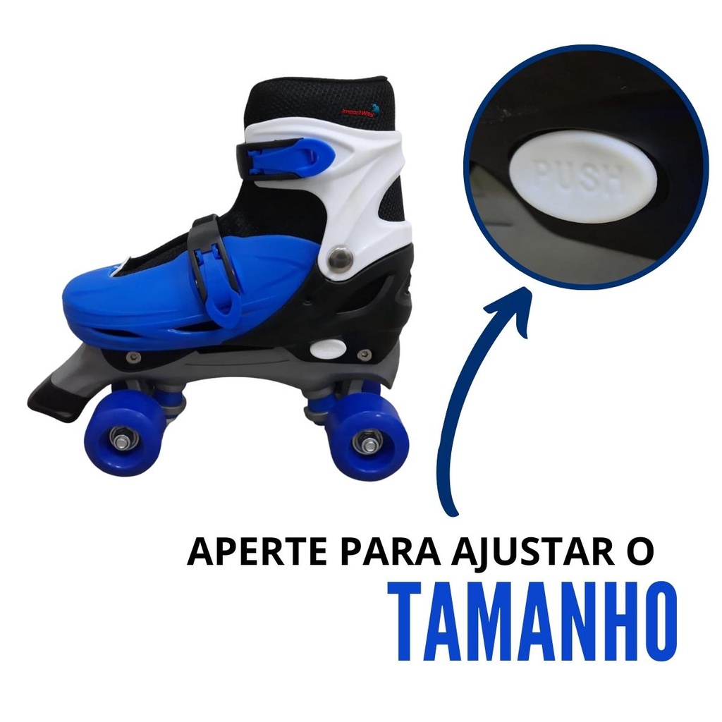 Patins Infantil 4 Rodas Importway Azul com Freio Frontal Seguro Certificado Inmetro · foto 2