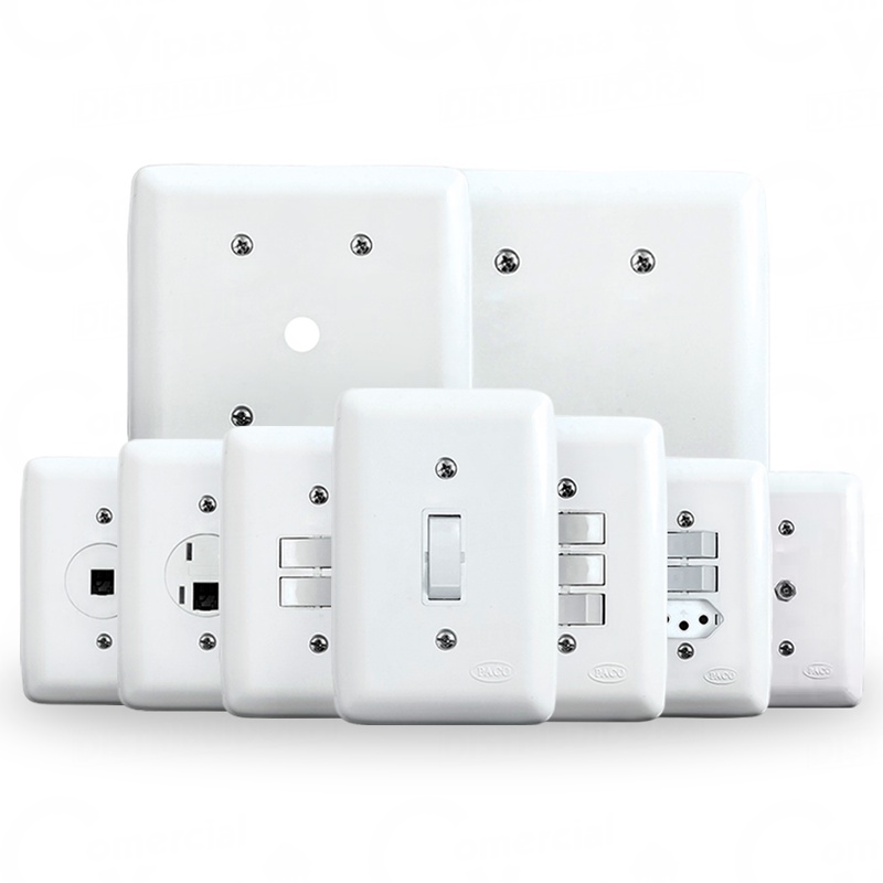 Tomadas E Interruptores Embutidos Linha Rubi Branca Plástico 250V Bivolt Profissional Casa Energia - Home Appliances