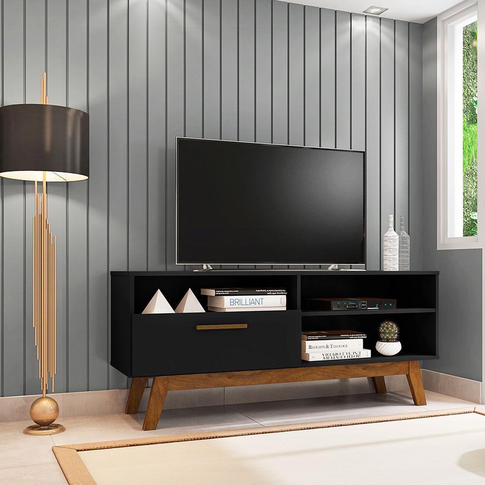 Rack Bancada Paladio TV 55 Pol. Sala Com Pes de Madeira em Oferta na Shopee
