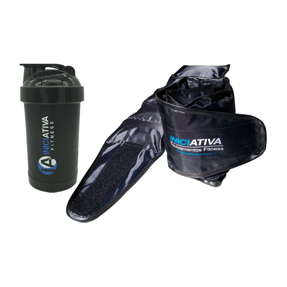 KIT 1 PAR CANELEIRA DE PESO 1KG + 1 COQUETELEIRA PRETA 500 ML | Tornozeleira Fitness De Peso Para Pé E Treino De Gluteo Treino Em Casa Academia Treino Musculação Funcional Ginastica