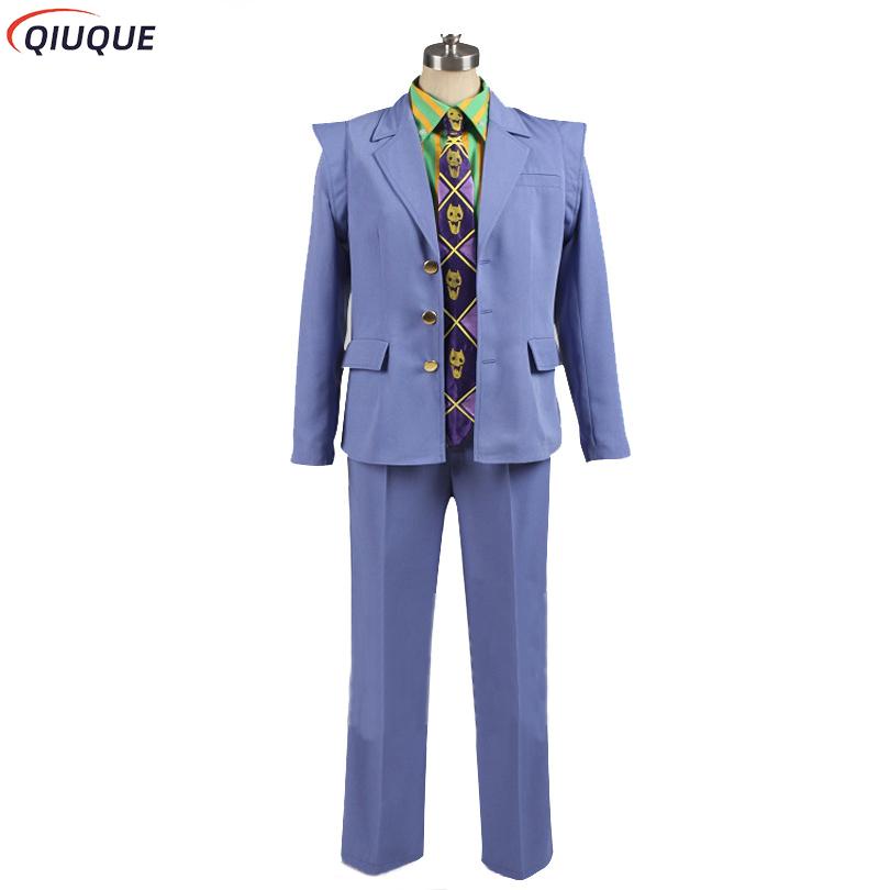 Fantasia De Halloween JoJo JoJo's Bizarre Cosplay Kira Yoshikage Trajes Uniforme Azul
