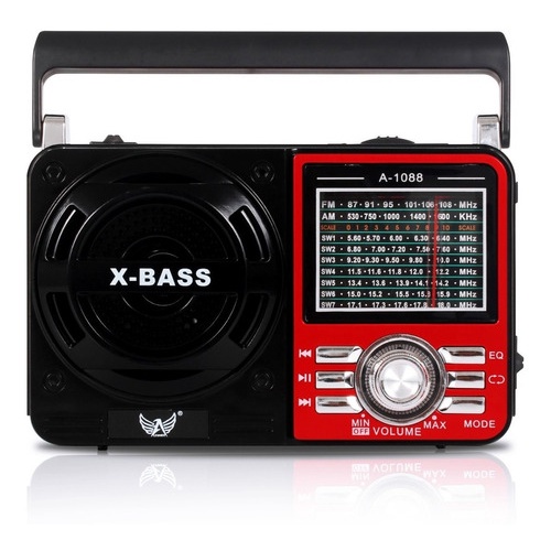 Rádio A Pilha E Tomada Bateria Recarregavel Am Fm Sw Pendrive Com Sd Radinho Usb