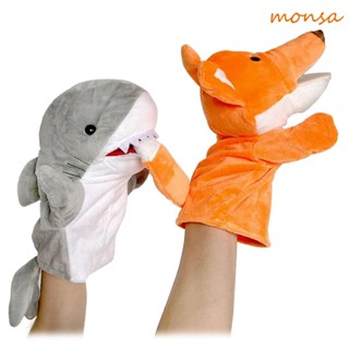 MONSA Animal Fantoche Educacional Brinquedos Para Crianças Dinossauro De Pelúcia Urso Tubarão De Dedo De Mão Marionete