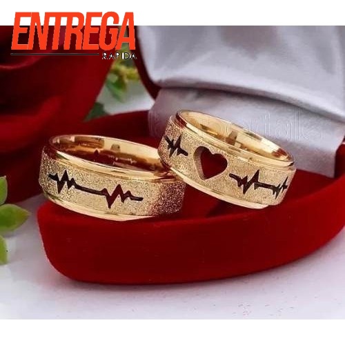 Lindo Par De Aliança Batimento Cardiaco Promoção