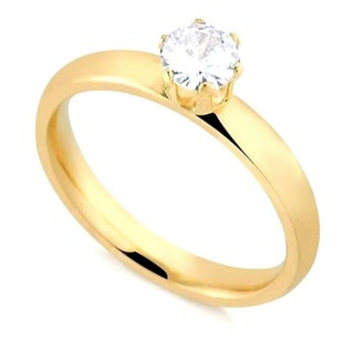 Anel Feminino Moeda Antiga Pedra Zircônia 3mm Solitário Banhado a Ouro 18k Dourado
