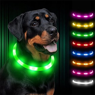 Coleira LED Brilhante USB Recarregável Luminosa Com Luz Para Cachorro , Luzes Piscantes Cachorros E Gatos De Pequeno Médio Grande