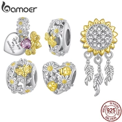 Bamoer 925 Pingente De Prata Margarida De Ouro E Acessórios De Moda Para Pulseiras BSC816