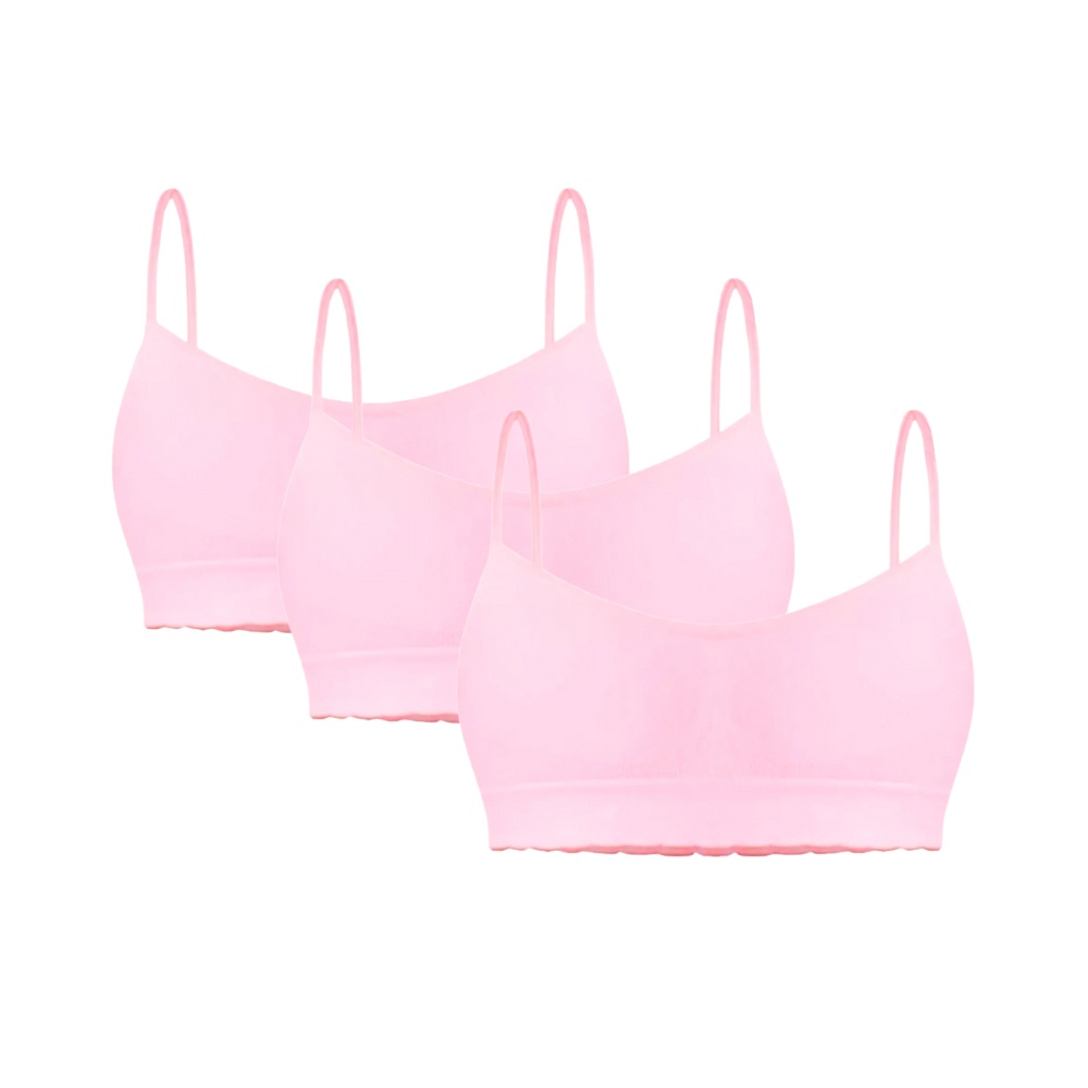 Kit 3 Sutias Top Infantojuvenil Selene Sem Bojo Com Alcas Sem Ajustes e Sem Costura Feminino