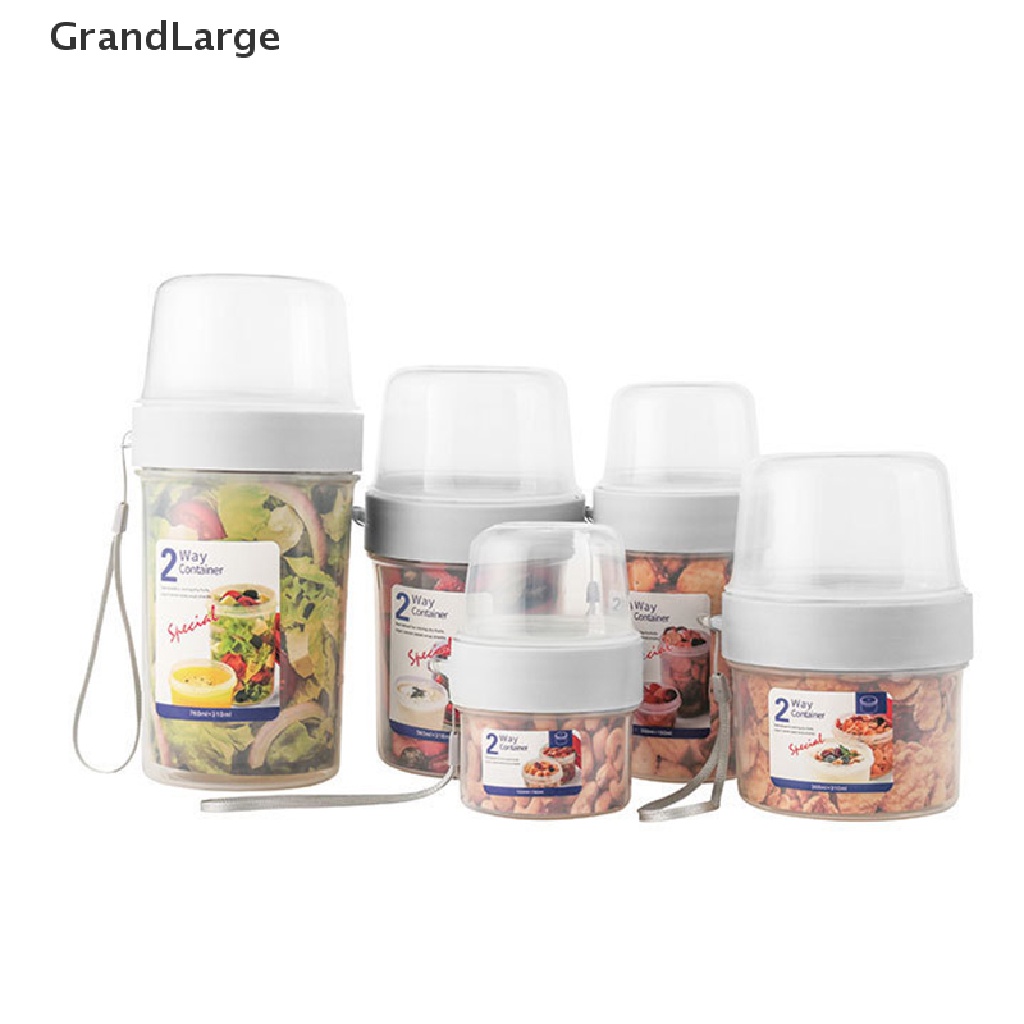 [GrandLarge] Café Da Manhã Farinha De Aveia Iogurte De Cereais Copo De Salada De Conjunto De Recipiente De Vedação Com Tampa De Molho De Garfo Bento Tuppers Food Taper Bowl BR