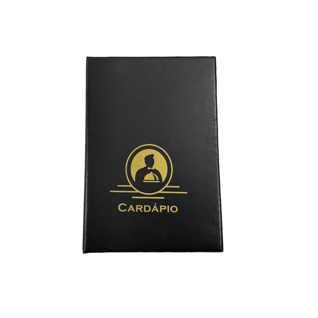 Kit C/ 18 Pasta Cardápio Luxo Preta C/4 Bolsas Em Pvc