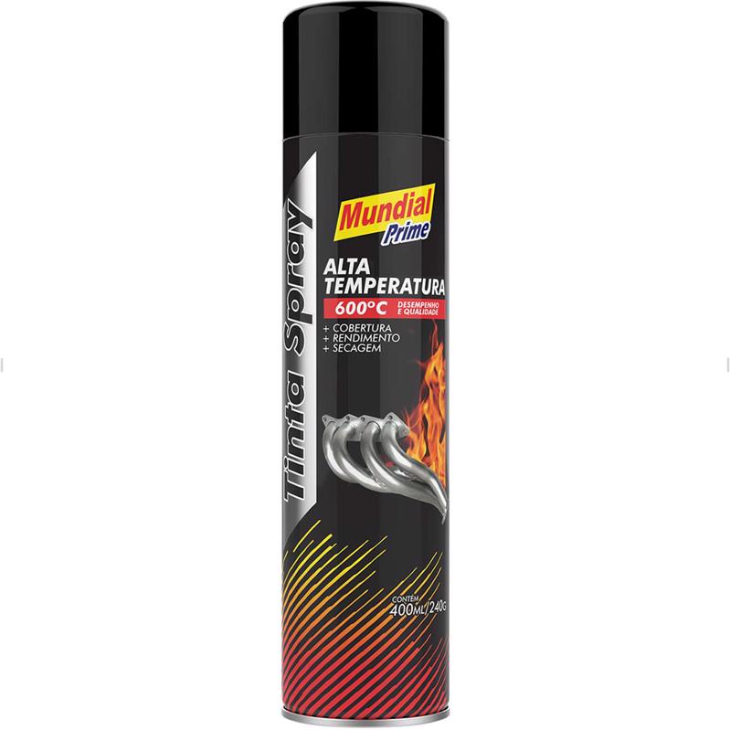 Tinta Spray Alta Temperatura Preto Fosco 400ml Mundial Prime em Oferta na Shopee