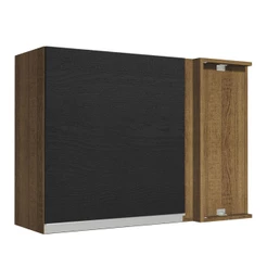 Armário de Cozinha Aéreo de Canto 1 Porta Rustic/Preto Glamy Madesa
