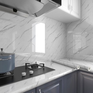 Papel De Parede PREMIUM Mármore Cinza 4,5M x 60 Cm Adesivo Alto Brilho
