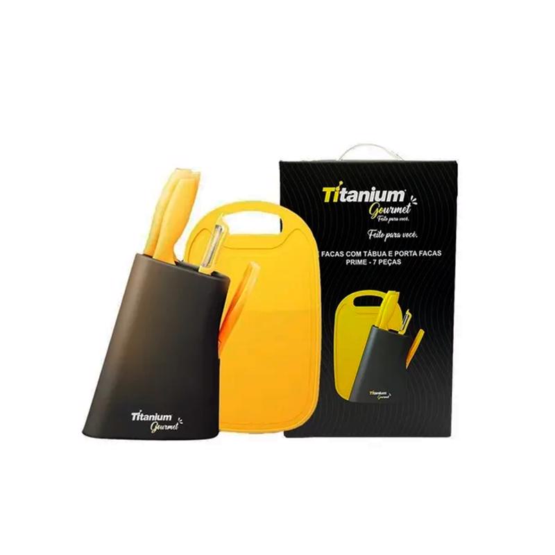 Jogo De Facas Cozinha Gourmet Com Tabua 7 Peças E Suporte Kit Estiloso Ergonômico Utensílios em Oferta na Shopee