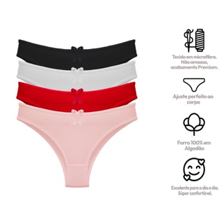 Kit com 4 Calcinhas Lingerie Tanga de Microfibra