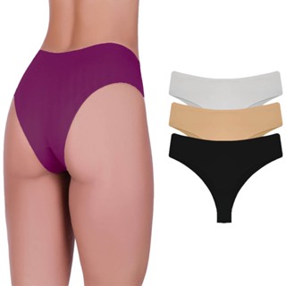 Calcinha Tanga Corte A Laser Microfibra Kit C/ 3 Peças
