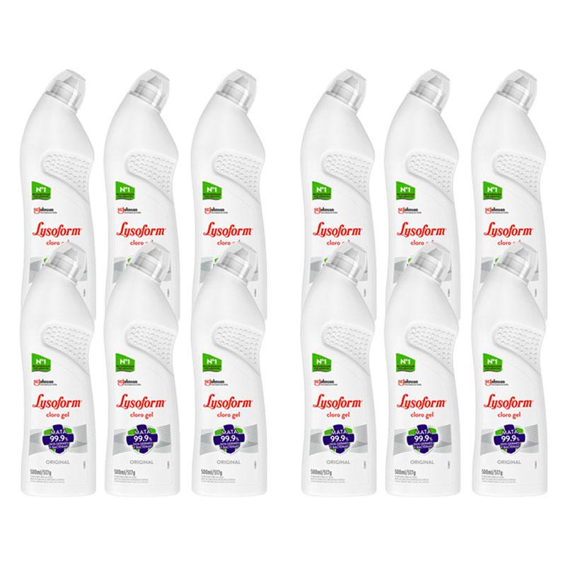 Kit 12 Desinfetante Lysoform Uso Geral Cloro em Gel Original 500ml