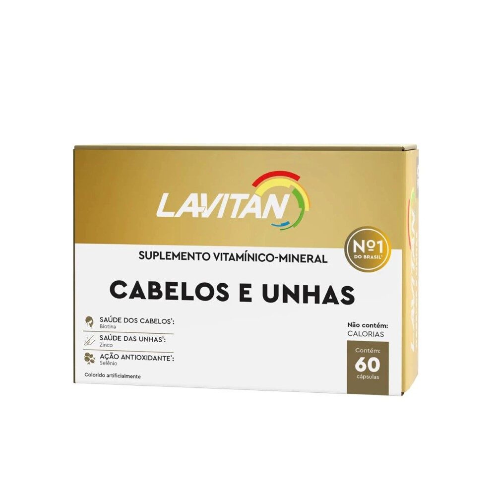 Suplemento Vitaminas Minerais Lavitan Cabelos Unhas 60 Dias