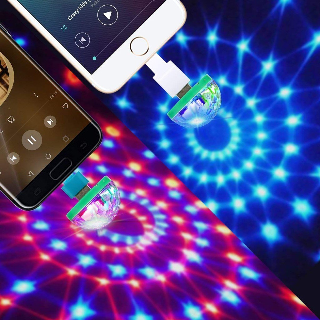 Globinho de luz Lampada Led Rgb Festa Usb + Adaptador De Celular Smartphone