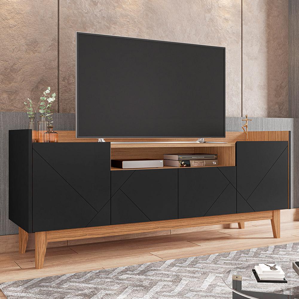 Rack Sala Adria para TV até 60 Polegadas c/ Pés de Madeira - Home & Living