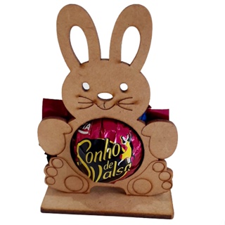 KIT 10 lembrancinha Coelho porta bombom de páscoa MDF em Oferta na Shopee