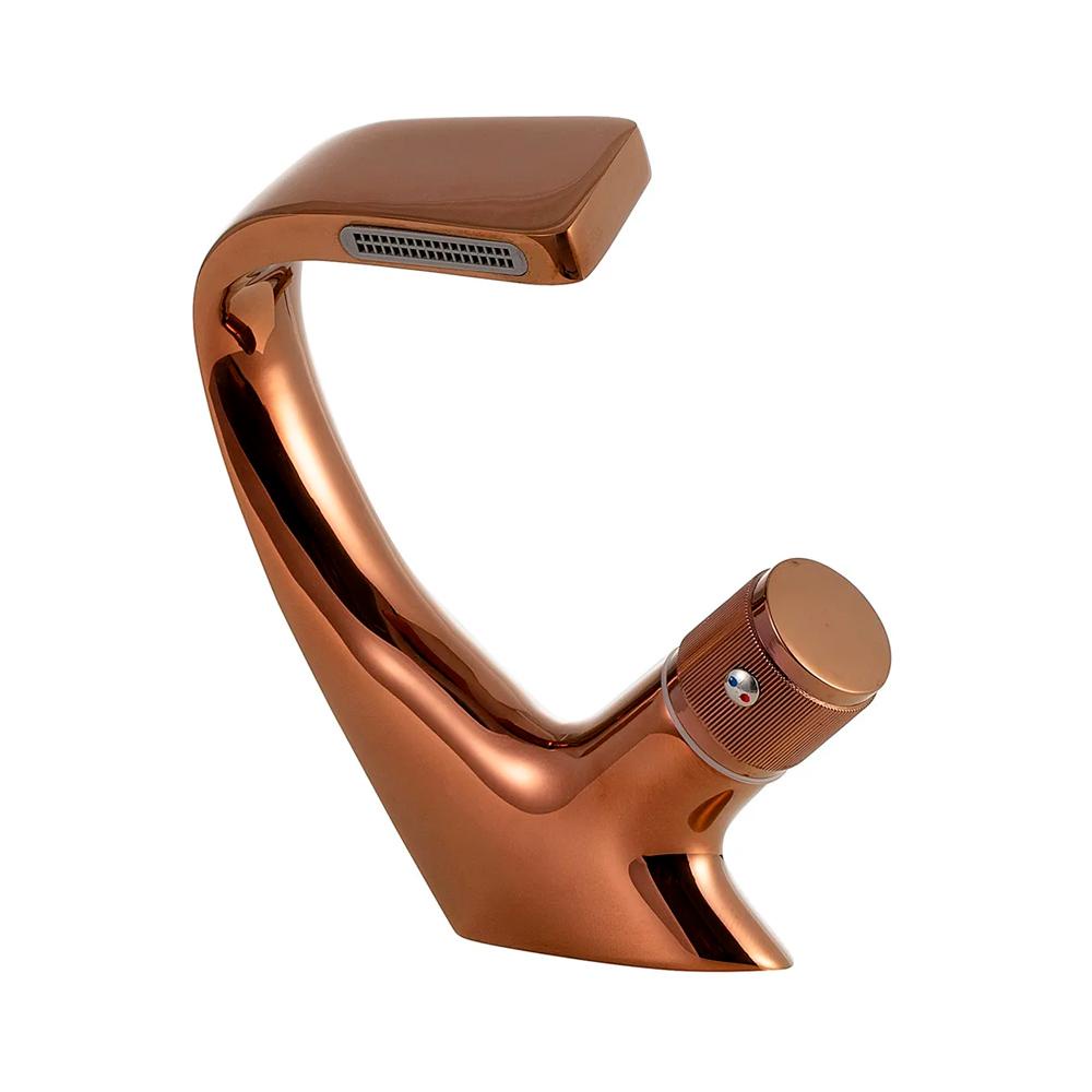 Torneira para banheiro cascata Misturador Monocomando Baixa Cairu Pingoo - Dourado rose - Home & Living