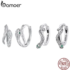 Bamoer 925 Prata Um Par De Brincos De Moda Cobra Earbuckle Presentes Para Mulheres BSE818