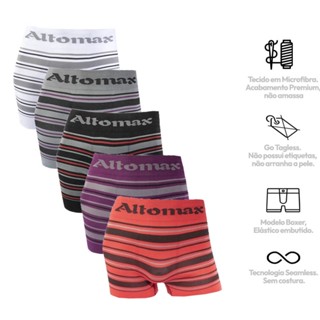 Kit C/ 5 Cuecas Box Altomax Listrada Microfibra Sem Costura