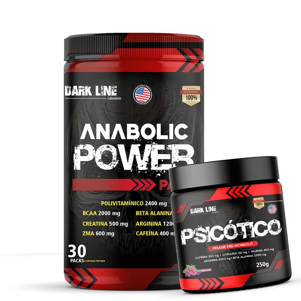 Kit Dark Anabolic Power Pack 30 Packs + Pré Treino