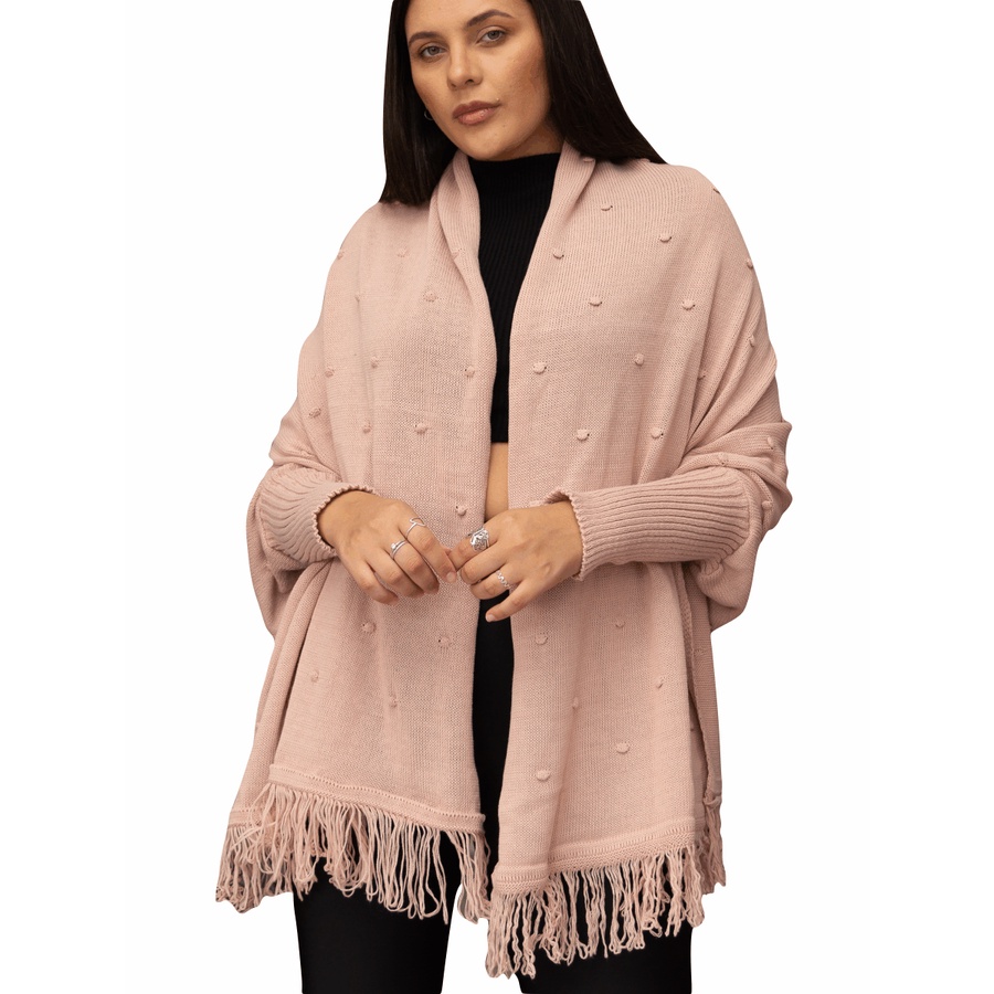 Capa De Frio Poncho Feminino Tricô Moda Outono Inverno